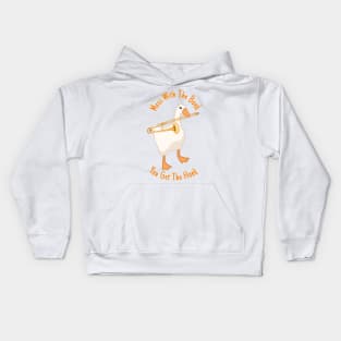 Combative Trombone Goose Kids Hoodie